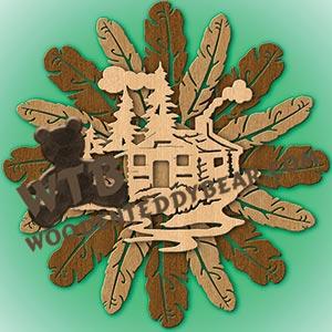 Layered Feathers Cabin Overlay fretwork scroll saw pattern |The Wooden Teddy Bear
