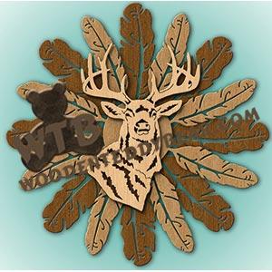 Layered Feathers Deer Overlay fretwork scroll saw pattern |The Wooden Teddy Bear