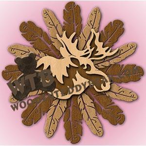Layered Feathers Moose Head Overlay fretwork scroll saw pattern |The Wooden Teddy Bear