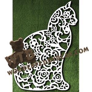 Lace Cat fretwork scroll saw pattern |The Wooden Teddy Bear