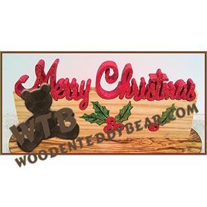 Merry Christmas Inlay on Base fretwork scroll saw pattern |The Wooden Teddy Bear