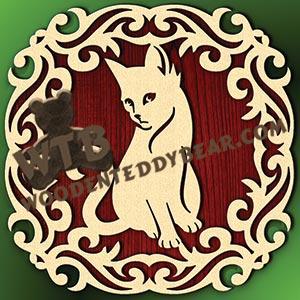Cat in Tribal Frame #1 fretwork scroll saw pattern |The Wooden Teddy Bear