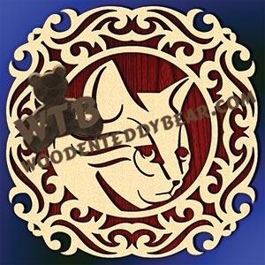 Cat in Tribal Frame #2 fretwork scroll saw pattern |The Wooden Teddy Bear