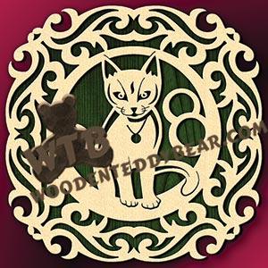 Cat in Tribal Frame #3 fretwork scroll saw pattern |The Wooden Teddy Bear