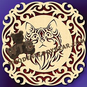 Cat in Tribal Frame #4 fretwork scroll saw pattern |The Wooden Teddy Bear