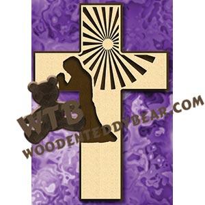 Jesus Kneeling Cross Overlay fretwork scroll saw pattern |The Wooden Teddy Bear