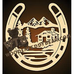 Mountain Cabin Horseshoe fretwork scroll saw pattern |The Wooden Teddy Bear