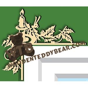 Candle & Holly Decorative Corner fretwork scroll saw pattern |The Wooden Teddy Bear