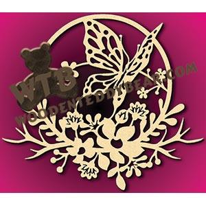 Butterfly in Flower Frame #2 fretwork scroll saw pattern |The Wooden Teddy Bear