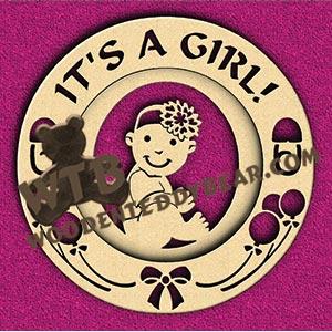 It's a Girl Decorative Plate fretwork scroll saw pattern |The Wooden Teddy Bear