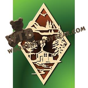 Cabin Diamond Plaque fretwork scroll saw pattern |The Wooden Teddy Bear