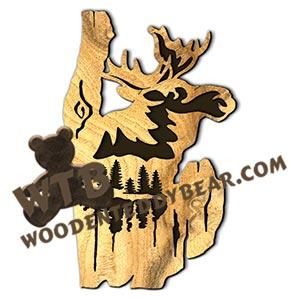 Moose Rustic Wood Slab fretwork scroll saw pattern |The Wooden Teddy Bear