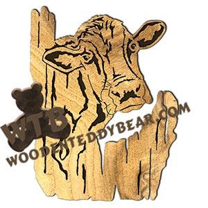 Cow Rustic Wood Slab fretwork scroll saw pattern |The Wooden Teddy Bear