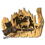 Deer in Forest Rustic Wood Slab fretwork scroll saw pattern |The Wooden Teddy Bear