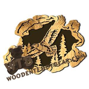 Eagle in Flight Rustic Wood Slab fretwork scroll saw pattern |The Wooden Teddy Bear