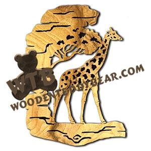 Giraffe Rustic Wood Slab fretwork scroll saw pattern |The Wooden Teddy Bear