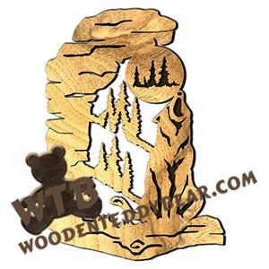 Howling Wolf Rustic Wood Slab fretwork scroll saw pattern |The Wooden Teddy Bear