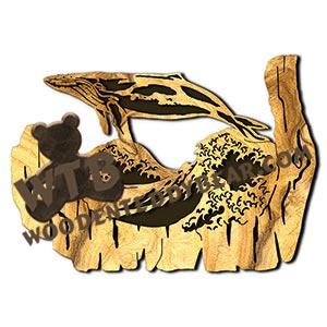 Humpback Whale Rustic Wood Slab fretwork scroll saw pattern |The Wooden Teddy Bear
