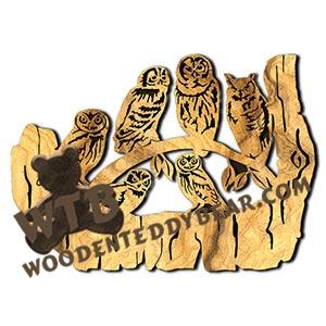 Owls Rustic Wood Slab fretwork scroll saw pattern |The Wooden Teddy Bear