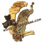 Peacock Rustic Wood Slab fretwork scroll saw pattern |The Wooden Teddy Bear