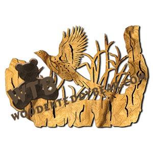 Pheasant Rustic Wood Slab fretwork scroll saw pattern |The Wooden Teddy Bear