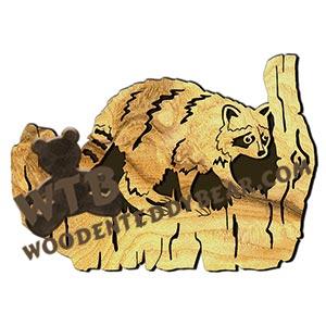 Raccoon #2 Rustic Wood Slab fretwork scroll saw pattern |The Wooden Teddy Bear
