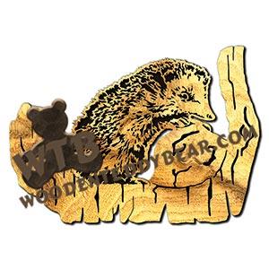 Hedgehog Rustic Wood Slab fretwork scroll saw pattern |The Wooden Teddy Bear