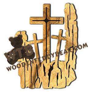 Three Crosses Rustic Wood Slab fretwork scroll saw pattern |The Wooden Teddy Bear