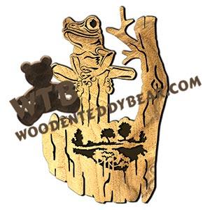 Tree Frog Rustic Wood Slab fretwork scroll saw pattern |The Wooden Teddy Bear