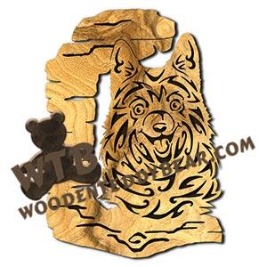 Tribal Dog Rustic Wood Slab fretwork scroll saw pattern |The Wooden Teddy Bear