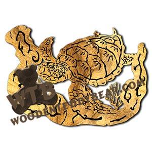 Turtle Rustic Wood Slab fretwork scroll saw pattern |The Wooden Teddy Bear