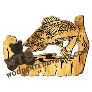 Walleye Rustic Wood Slab fretwork scroll saw pattern |The Wooden Teddy Bear