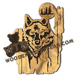 Wolf Rustic Wood Slab fretwork scroll saw pattern |The Wooden Teddy Bear