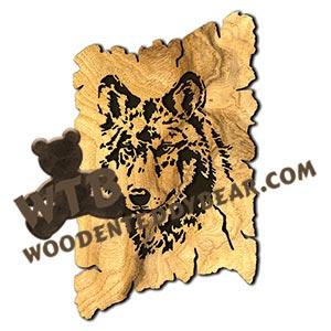 Wolf #2 Rustic Wood Slab fretwork scroll saw pattern |The Wooden Teddy Bear