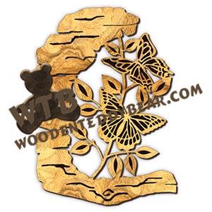 Butterflies Rustic Wood Slab fretwork scroll saw pattern |The Wooden Teddy Bear