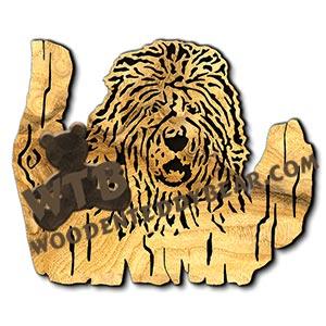 Old English Sheepdog Rustic Wood Slab fretwork scroll saw pattern |The Wooden Teddy Bear