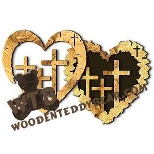 Crosses Rustic Wood Slab Heart fretwork scroll saw pattern |The Wooden Teddy Bear