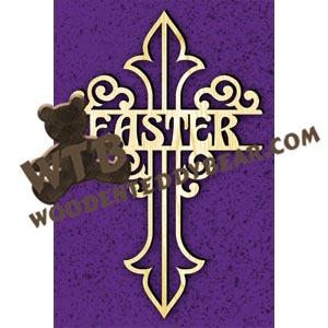 Decorative Easter Cross fretwork scroll saw pattern | The Wooden Teddy Bear