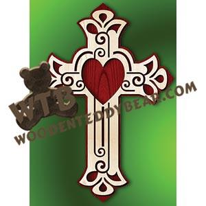 Decorative Heart Cross fretwork scroll saw pattern | The Wooden Teddy Bear