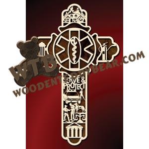 Fire Dept-EMT-Law Enforcement Cross fretwork scroll saw pattern | The Wooden Teddy Bear
