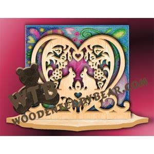 Napkin Holder Bunnies & Hearts fretwork scroll saw pattern | The Wooden Teddy Bear