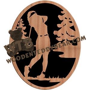 Lady Golfer Oval fretwork scroll saw pattern |The Wooden Teddy Bear