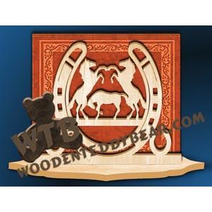 Napkin Holder Horses In Horseshoe fretwork scroll saw pattern | The Wooden Teddy Bear