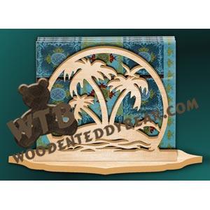 Napkin Holder Waves & Palm Trees fretwork scroll saw pattern | The Wooden Teddy Bear