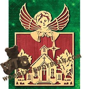 Church With Child Angel fretwork scroll saw pattern | The Wooden Teddy Bear