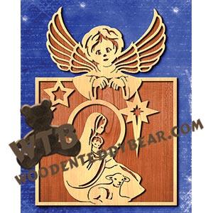 Mary & Jesus with Child Angel fretwork scroll saw pattern | The Wooden Teddy Bear