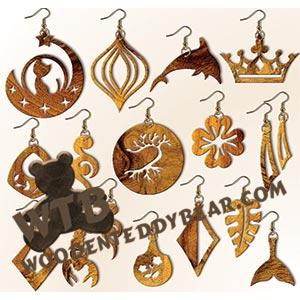 Earring Set #6 fretwork scroll saw pattern | The Wooden Teddy Bear