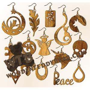 Earring Set #7 fretwork scroll saw pattern | The Wooden Teddy Bear