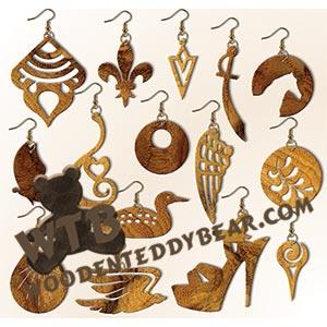 Earring Set #8 fretwork scroll saw pattern | The Wooden Teddy Bear