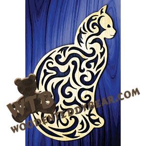 Tribal Cat fretwork scroll saw pattern | The Wooden Teddy Bear